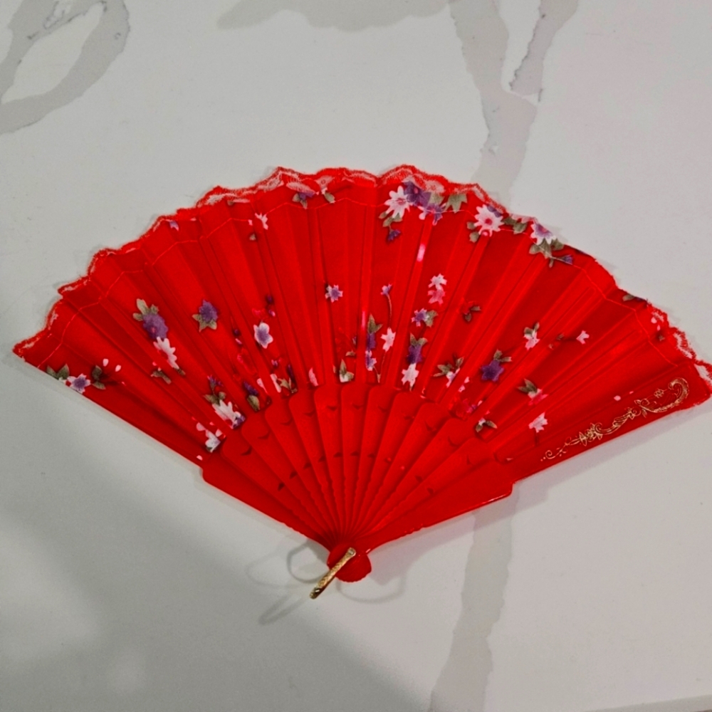 Cool Red Asian Fan Foldable Fan Red Geisha Fan FRIDA KHALO ACCESSORY Gift